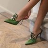 Fuchsia Satin Evening Shoes Ankle Strap Crystal Block Heel Sandals
