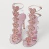 Grey Vegan Suede Peep Toe Star-Studs Heeled Mules with Platform
