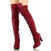 Royal Blue Vegan Suede Stiletto Heels Lace Up Over The Knee Boots