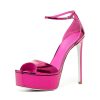 Multi Color Rhinestone Open Square Toe Ankle Strap Heeled Sandals