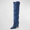 FSJ White Snip Toe Fleur Chunky Heel Mid-Calf Cowgirl Boots FSJ White Snip Toe Fleur Chunky Heel Mid-Calf Cowgirl Boots