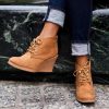 Tan Vegan Leather Wedge Booties Zip Vintage Platform Ankle Boots