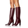 Black Patent Leather Buckled Below The Knee Chunky Heel Platform Boots