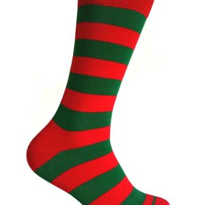 Men’s Red with Green Stripes Dress Socks