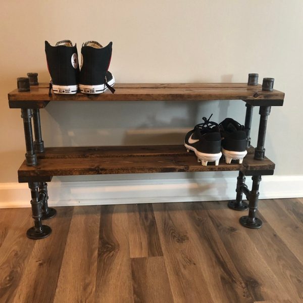 8″ Depth Industrial Shoe Rack, Shoe Storage, Shoe Rack, Entryway Shoe Organizer, Shoe Stand (3 different Sizes & NEW Stain Options)