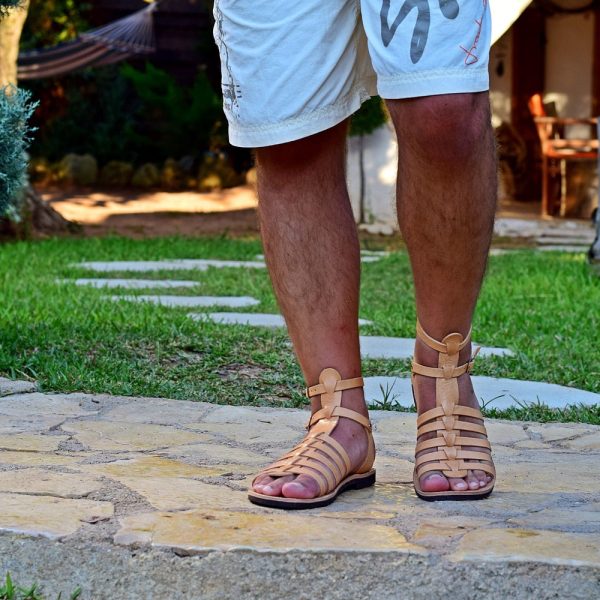 Roman Leather Sandal Men’s Handmade Greek Gladiator Sandals from Calf Leather, Handmade Leather Sandals Flat Summer Shoes, Gift For Him.