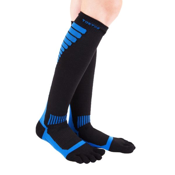 TOETOE – Men, Women Sports CoolMAX Seamless Patterned Compression Knee-High Toe Socks, Hygienic, Breathable S | M | L