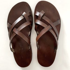 MENS LEATHER SANDALS, strappy summer shoes men “Pyrros”