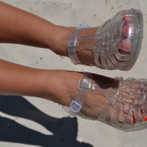 Original French Jelly Shoes – Silver Glitter Jelly Sandals