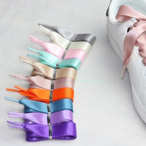 Cheonus 2 Pairs Satin Ribbon Shoelaces Shoes String Bootlace Latchet Shoe Tie Shoes Decoration 1.9cm Width