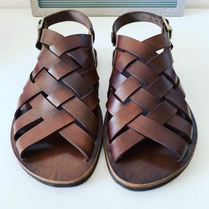 BROWN SANDALS MENS, leather sandals strappy summer shoes men “Hephaestus”