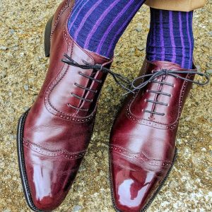Classic Men’s Navy Blue Dress Socks | Sophisticated Shadow Stripes | Over The Calf Fit | Ideal Gift For Dad & Husband | Mid Calf Fit |