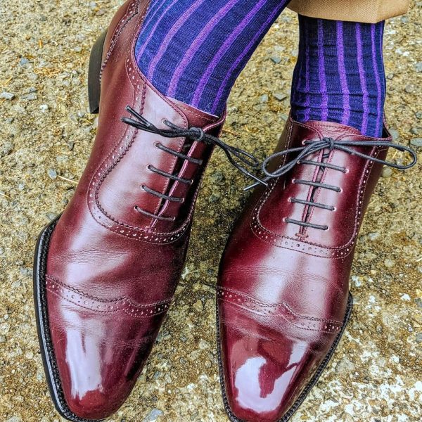 Classic Men’s Navy Blue Dress Socks | Sophisticated Shadow Stripes | Over The Calf Fit | Ideal Gift For Dad & Husband | Mid Calf Fit |