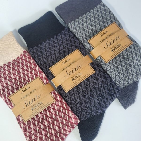 New colour added* Men’s Luxury Jacquard Cube Pattern Socks, High Quality, Suit Socks, Gift for Men [4 Colours available]