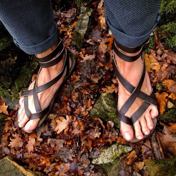 Men’s mud color gladiator sandals Handmade in Italy | Gianluca – L’artigiano del cuoio