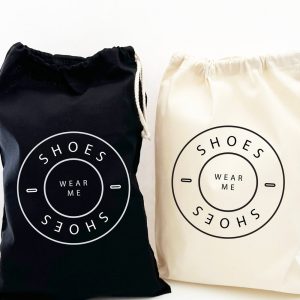Home And Travel Shoe Bag, Wear Me, 100% Cotton Bag, Dust bag for shoes, trainers, pumps, heels, sandals, Shoe Storage, Luggage organisation