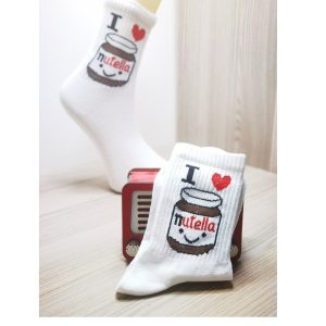 Nutella Socks, Happy Sock, Funny Socks, Funny Gift, Cool Socks, Cartoon Socks, Nutella White, Valentine’s Day Gift, Birthday Gift Socks