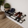 Hallway 2 tier yellow shoe rack, Black shoe furniture stand, Entryway Organization for shoes, Custom industrial shoe organizer for home gift
