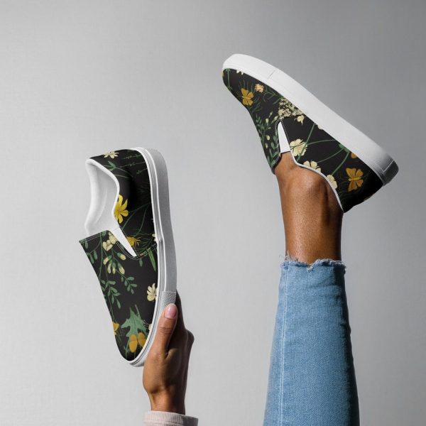 Women’s Fashion Floral Canvas Slip-On Shoes, Womens Slip-On SummerShoes, Womens Boho Lover Gifts, Unique Flat Slip-On Shoes, Slip-On For Her