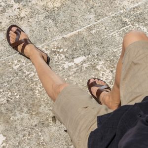 Men Greek Roman  Leather Sandals, Handmade Greek Style Quality Men’s Sandals, Summer Vacation Men’s shoes, Brown Leather Men Slides,  ZEUS