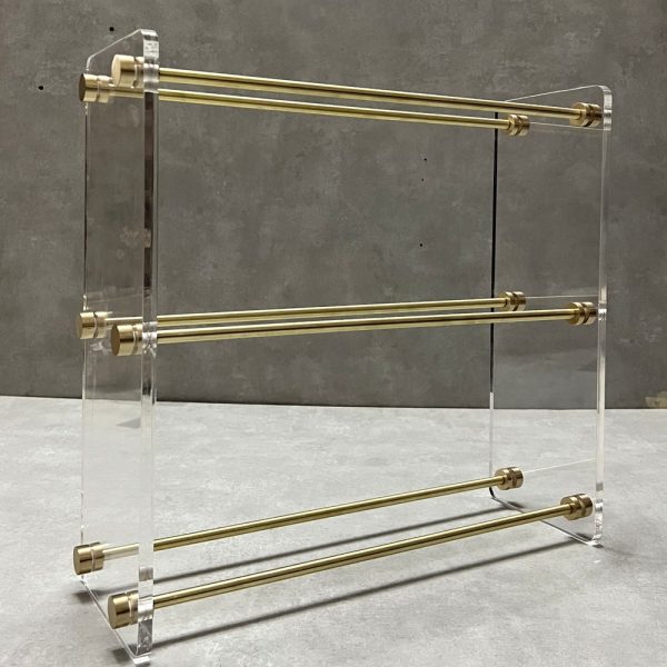 Customize Brass Acrylic Shoe Shelf – Acrylic Brass Shoe Rack – Handmade Brass Shoe Holder – Modern Shoe Storage