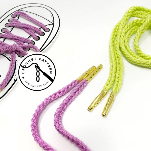 CROCHET PATTERN – The Braided Lace Decorative shoelace pattern PDF – diy tutorial for handmade shoelaces & sneaker ties, modern crochet cord