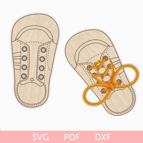 Shoe Lacing training for kids svg laser cut file, learn how to lace svg, Montessori Shoe Tying Practice laser pattern, Montessori laser cut