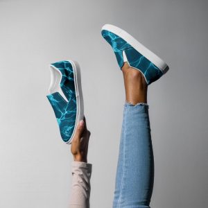 Women’s slip-on canvas shoes Calming blue Waters ,slip-on comfort sneakers,stylish summer sneakers,slip on slip off shoes to treat your feet