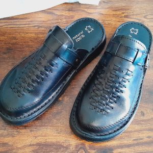Traditional men’s leather sandals boots , outdoor black sandals men with rubber sole, summer clogs, mules, handmade slip on shoes
