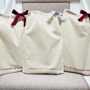 Bridesmaid shoe bags / various sizes /wedding shoe bags / canvas organiser bags / eco friendly dust bags / bride / wedding / bridal