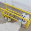 3 Tier Free Standing Shoe Rack for Entryway | Wood and Metal Shoe Organizer Shelf for Closet