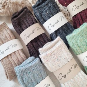 Cute Cotton Candy Polka Dots Wool Luxury Warm crew Socks *Luxe fabrics Comfie Sock *Women Premium Soft Winter Thick Socks