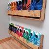 Hallway metal wall mounted shoe rack Entryway wood schuhregal Industrial shoe storage Unique open floating shelf Shoe shelves for home decor