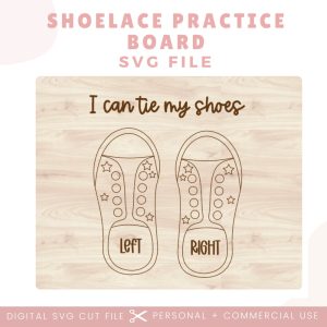 Shoe Tying Practice SVG Cut File | Montessori Training Shoes Svg | Learn to Tie Shoes | Educational Lace Practice Glowforge Laser Cut File