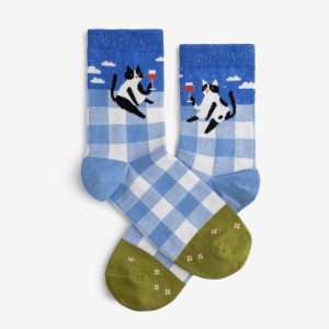 Hedonist Сats | Cat with glass of wine Socks Colorful socks for men and women | Gift for him & her | Funny design
