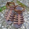 Brown Leather Spartan Sandals for Women and Men, YAHEL
