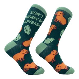 Don’t Worry Be Capybara Socks, Womens Forest Socks, Cute Womens Socks,  Novelty Socks, Don’t Worry About It, Capybara Socks, Funny Socks