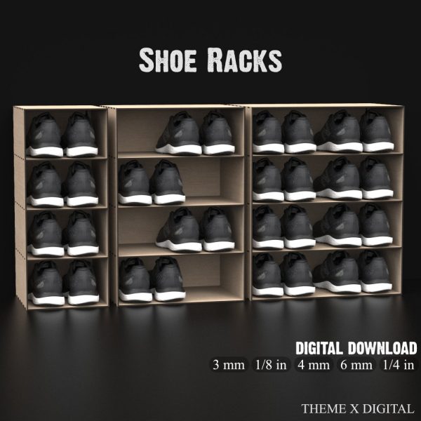 Modular Shoe Rack Laser Cutting Files – Shoe Storage and Organization Solutions For Wall or Floor – Shoe Display Svg Laser Files #144