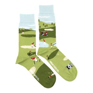 Men’s Socks | Funny Golf Scene Socks | Friday Sock Co Mismatched Socks | Fun Socks for Men | Premium Socks