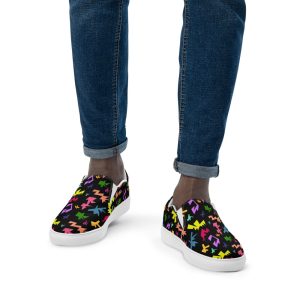 Colorful Funky Men’s Slip-On Canvas Shoes with Abstract Patterns