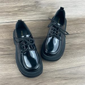 Thick soled shoes, Mary Jane, women’s shoes, black shoes, lace up shoes, small leather shoes, loafers, summer women’s shoes