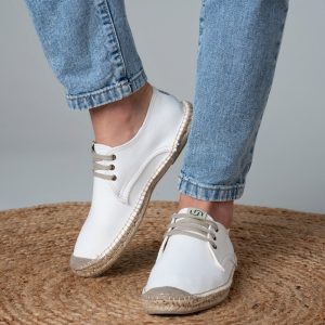 Lace-up men espadrilles handmade in Spain. Canvas from RECYCLED PLASTICS. Vegan – sustainable – natural