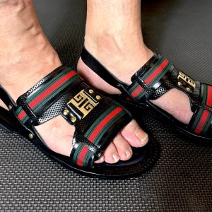 Italian Handmade Men’s Leather Sandals/ Ivan Troy Paolo Black Leather Sandal Strap/ Summer Shoes- Made in Italy
