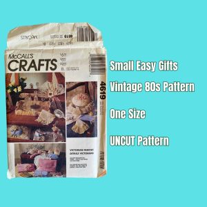 McCall’s 4619 Sewing Pattern, Lingerie Bag, Jewelry Roll, Shoe Bag, Slippers, Padded Hanger, Sleep Mask, Handkerchief, Eye Case, UNCUT ©1989