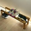 2 Tier Small Wooden Shoe Rack Stand | Space Saving Floor Shoe Storage for Entryway | Free Standing Shoe Shelf for Closet