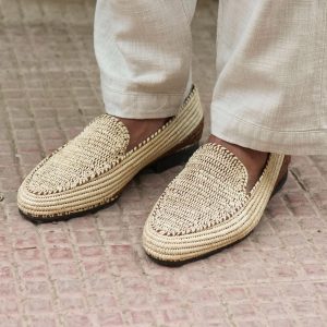 Handmade Men’s Raffia Shoes | Sustainable & Stylish Footwear | Natural Fiber Slip-On Loafers |Artisan Craft | Breathable Comfortable Shoes