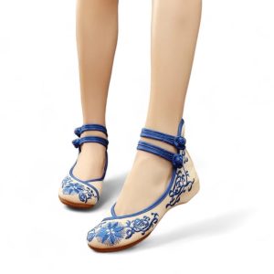 Blue Floral Ballet Shoes | Handmade Embroidered Flats | Women’s Slip-On Shoes | Women’s Shoes | Gift for Her | Comfortable Shoes for Women