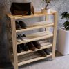 DIY Shoe Rack Digital Plan, Wooden Entryway Organizer Shelf, CNC Cut File Download
