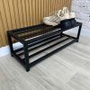 Hallway 2 tier yellow shoe rack, Black shoe furniture stand, Entryway Organization for shoes, Custom industrial shoe organizer for home gift