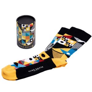 Vibrant Mosaic Pattern Socks | Eco-Friendly Reusable Tube Gift Box | Bold Geometric Socks for Men | Unique Gift Idea | Christmas Gift Socks